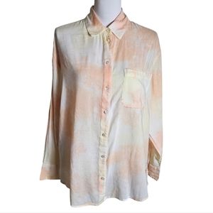 Old Navy Tie Dye Print The Boyfriend Shirt Size Medium Cotton Blend Button Up